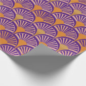 レトロ紫オレンジアートデコファンパターン ラッピングペーパー (角)