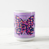 レトロ紫バタフライフラワーマグカップ コーヒーマグカップ (中央)