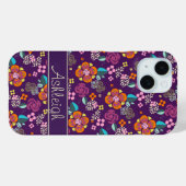 レトロ紫色の花柄 Case-Mate iPhoneケース (裏面 (横))