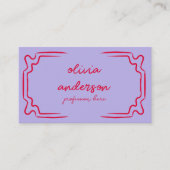 レトロ紫色の赤描線ユニークガーリー 名刺 (正面)