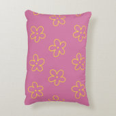 レトロ紫色の黄色いフローラシンプルの花模様 アクセントクッション (裏面(縦))