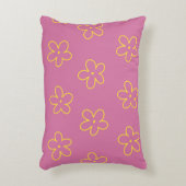 レトロ紫色の黄色いフローラシンプルの花模様 アクセントクッション (正面(垂直))