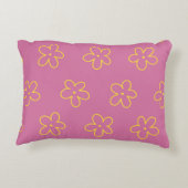 レトロ紫色の黄色いフローラシンプルの花模様 アクセントクッション (裏面)