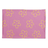 レトロ紫色の黄色いフローラシンプルの花模様 枕カバー (裏面)