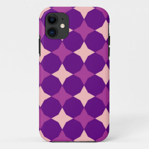 レトロ紫、ピンクの円抽象芸術 iPhone 11 ケース