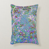 レトロ紫、緑、青の花ピンク アクセントクッション (正面(垂直))