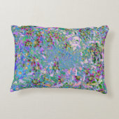 レトロ紫、緑、青の花ピンク アクセントクッション (裏面)