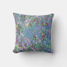 レトロ紫、緑、青の花ピンク クッション