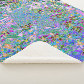 レトロ紫、緑、青の花ピンク シェルパブランケット (3/4)