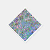 レトロ紫、緑、青の花ピンク スタンダードカクテルナプキン (角)
