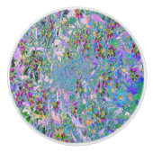 レトロ紫、緑、青の花ピンク セラミックノブ (正面)