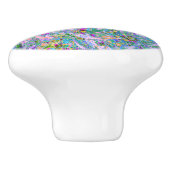 レトロ紫、緑、青の花ピンク セラミックノブ (側面)