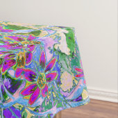 レトロ紫、緑、青の花ピンク テーブルクロス (インサイチュ)