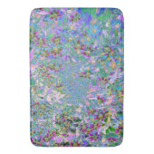 レトロ紫、緑、青の花ピンク バスマット (正面縦)