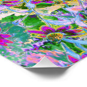 レトロ紫、緑、青の花ピンク ポスター (コーナー)