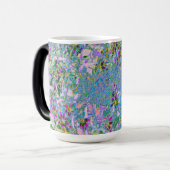 レトロ紫、緑、青の花ピンク モーフィングマグカップ (正面左)