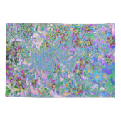 レトロ紫、緑、青の花ピンク 枕カバー (裏面)