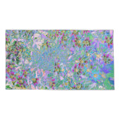 レトロ紫、緑、青の花ピンク 枕カバー (裏面-左)