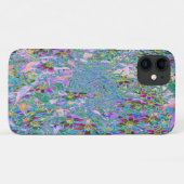 レトロ紫、緑、青の花ピンク Case-Mate iPhoneケース (裏面(横))