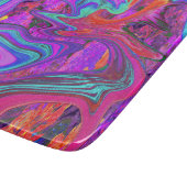 レトロ紫、青、オレンジの抽象芸術液芸術 カッティングボード (角)