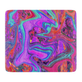 レトロ紫、青、オレンジの抽象芸術液芸術 カッティングボード