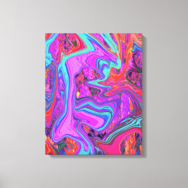 レトロ紫、青、オレンジの抽象芸術液芸術 キャンバスプリント