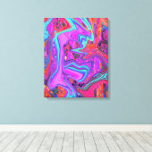 レトロ紫、青、オレンジの抽象芸術液芸術 キャンバスプリント (インサイチュ (ウッドフロア))