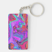 レトロ紫、青、オレンジの抽象芸術液芸術 キーホルダー (裏面)