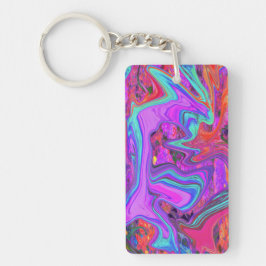 レトロ紫、青、オレンジの抽象芸術液芸術 キーホルダー