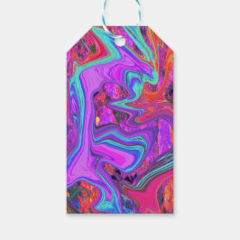 レトロ紫、青、オレンジの抽象芸術液芸術 ギフトタグ