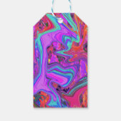 レトロ紫、青、オレンジの抽象芸術液芸術 ギフトタグ (裏面)