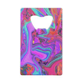 レトロ紫、青、オレンジの抽象芸術液芸術 クレジットカード栓抜き (裏面)