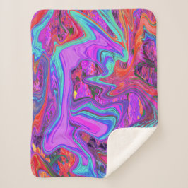 レトロ紫、青、オレンジの抽象芸術液芸術 シェルパブランケット