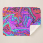 レトロ紫、青、オレンジの抽象芸術液芸術 シェルパブランケット (正面(横))
