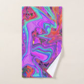 レトロ紫、青、オレンジの抽象芸術液芸術 バスタオルセット (ハンドタオル)