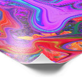 レトロ紫、青、オレンジの抽象芸術液芸術 フォトプリント (角)