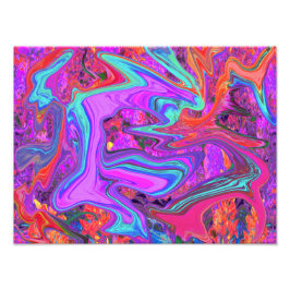 レトロ紫、青、オレンジの抽象芸術液芸術 フォトプリント