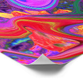 レトロ紫、青、オレンジの抽象芸術液芸術 ポスター (角)