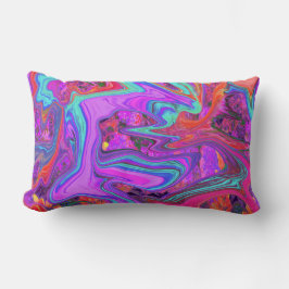 レトロ紫、青、オレンジの抽象芸術液芸術 ランバークッション
