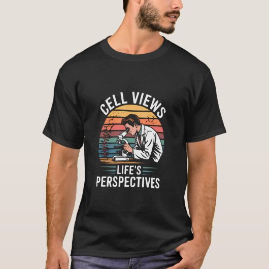 レトロ細胞生物学 科学顕微鏡 ビンテージ Tシャツ (正面)