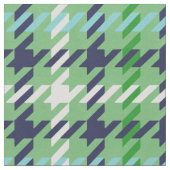 レトロ紺の緑の格子千鳥格子の柄 ファブリック (クローズアップ)