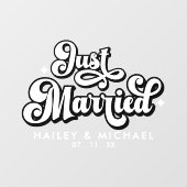 レトロ結婚たった今結婚しました ウィンドウサイン (シート)