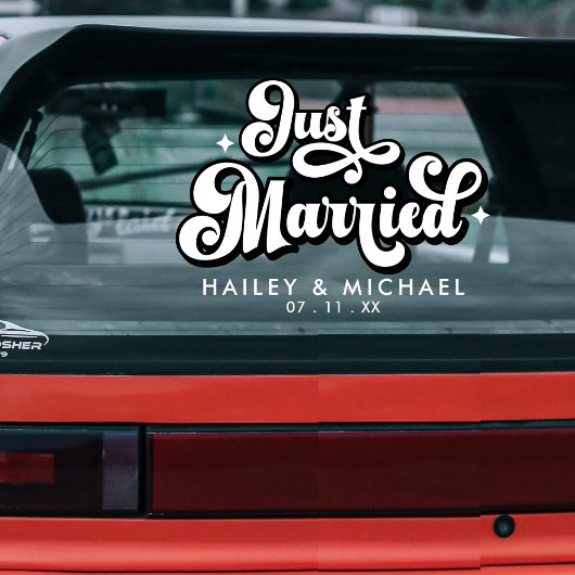 レトロ結婚たった今結婚しました ウィンドウサイン