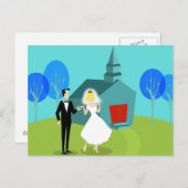 レトロ結婚のカップル葉書 ポストカード (正面/裏面)