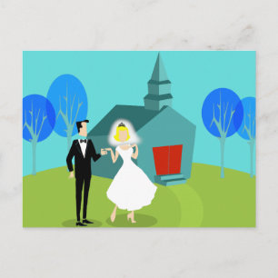 レトロ結婚のカップル葉書 ポストカード
