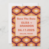 レトロ結婚の写真70's Save the Date 招待状 (正面)