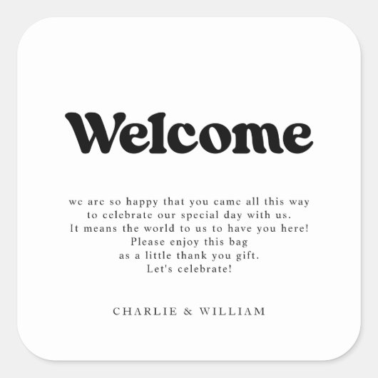 レトロ結婚の歓迎抱き枕バスケット スクエアシール (正面)