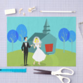 レトロ結婚カップルティッシュペーパー 薄葉紙 (クラフト)