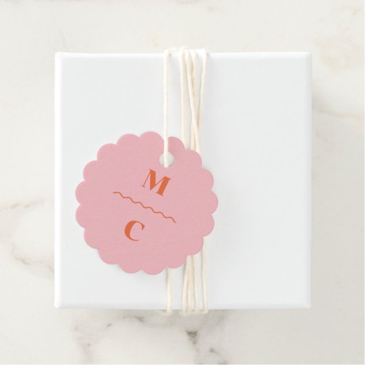 レトロ結婚スクイグルズモノグラムクラシックラウンドスティック フェイバータグ (インサイチュ)