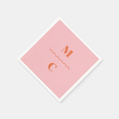 レトロ結婚スクイグルモノグラム スタンダードカクテルナプキン (角)